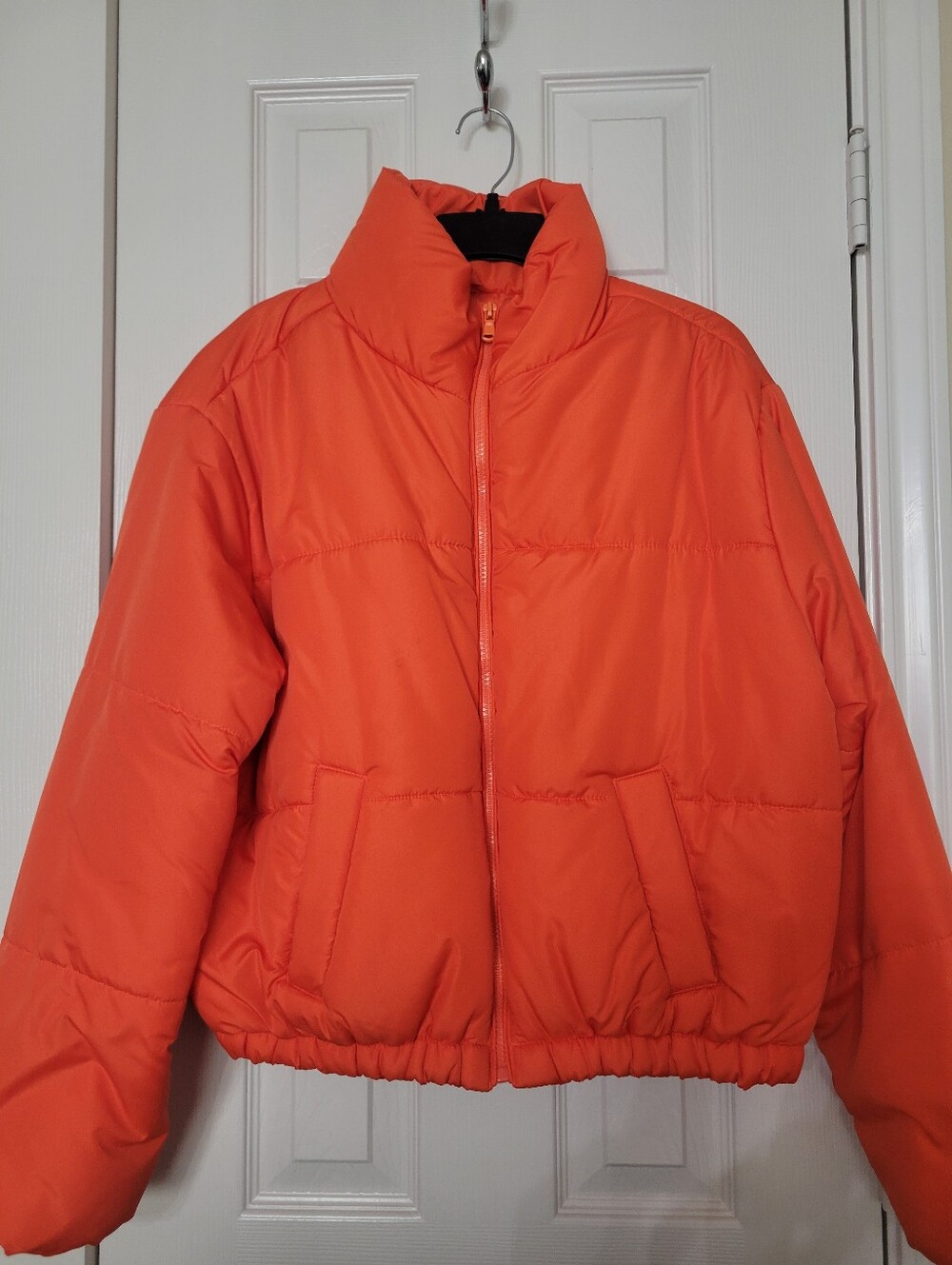 EUC Bright Orange Quilted Puffer Jacket